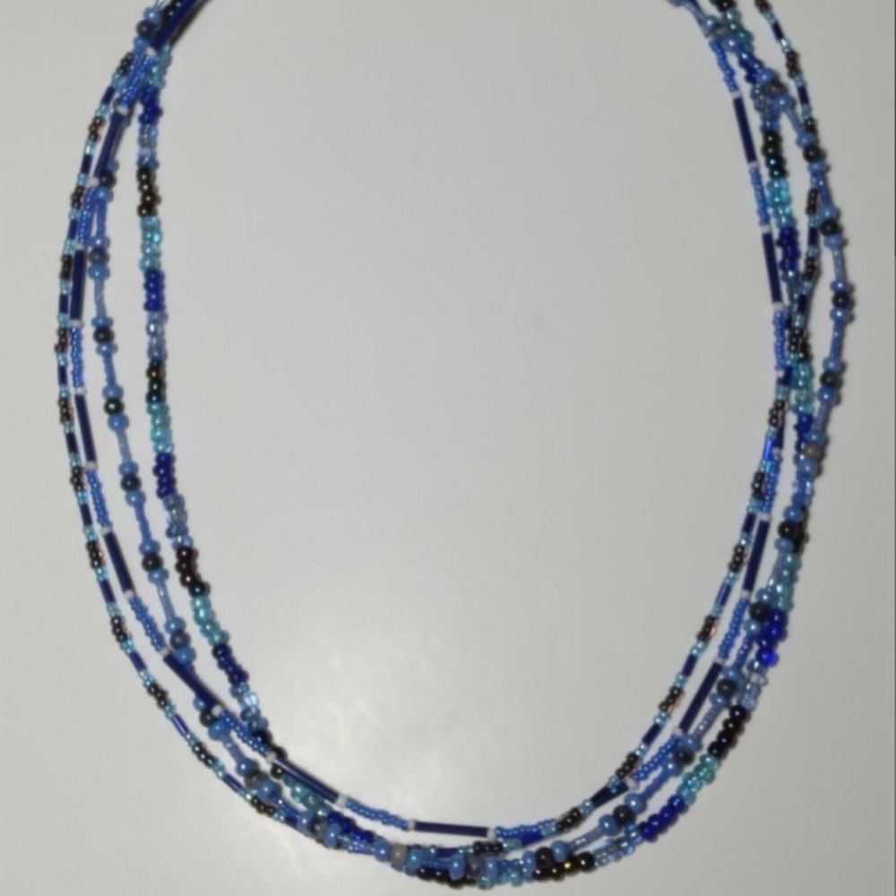 Blue Peace Beads 4 Strand Necklace